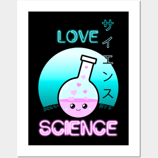 Love Science Kawaii Cute Chemistry Flask Japanese Aesthetic Posters and Art